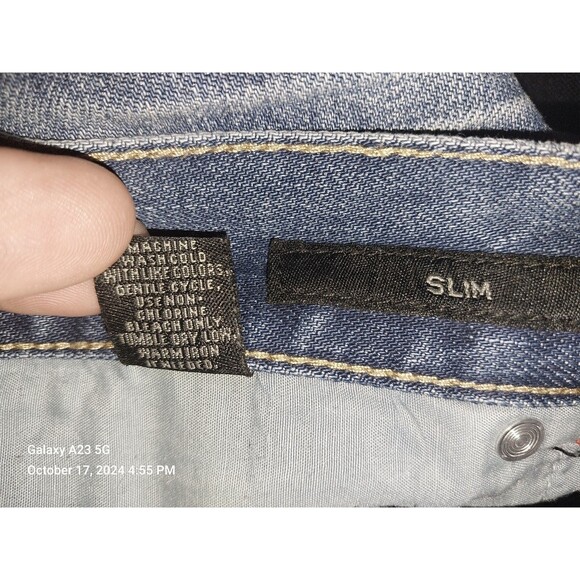 CJ Black Jeans Mens 32X34 Blue Slim Straight Whiskered Distressed - Picture 9 of 9